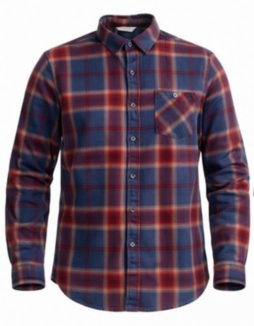 Columbia Flannel Shirt Men’s Medium Navy & Red Long Sleeve Button Casual Stretch